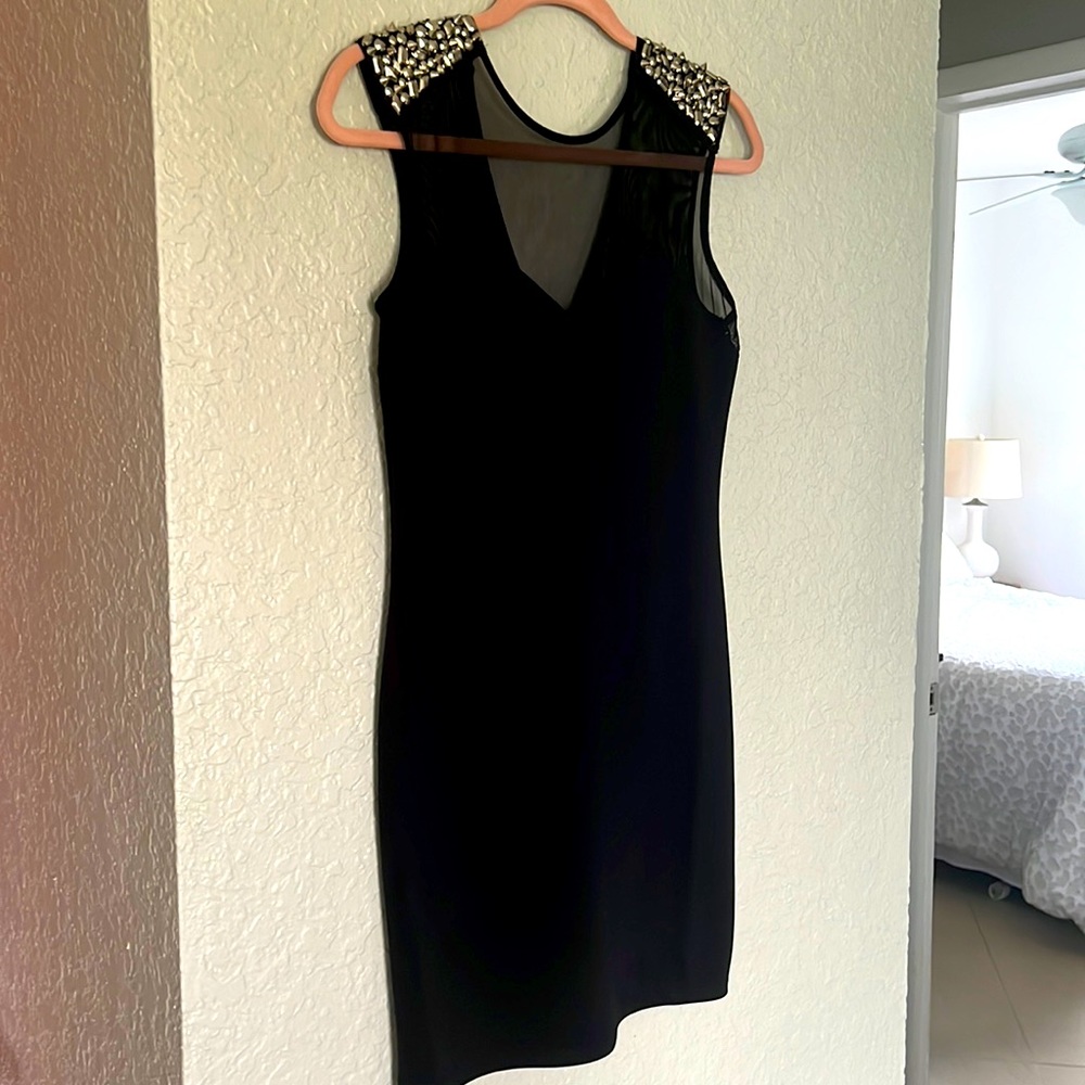 Dress short above knee in black and studs